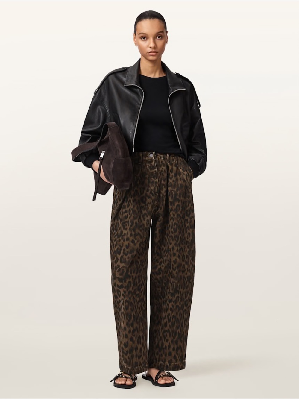 AllSaints Becca Leopard Print Barrel Jeans 4